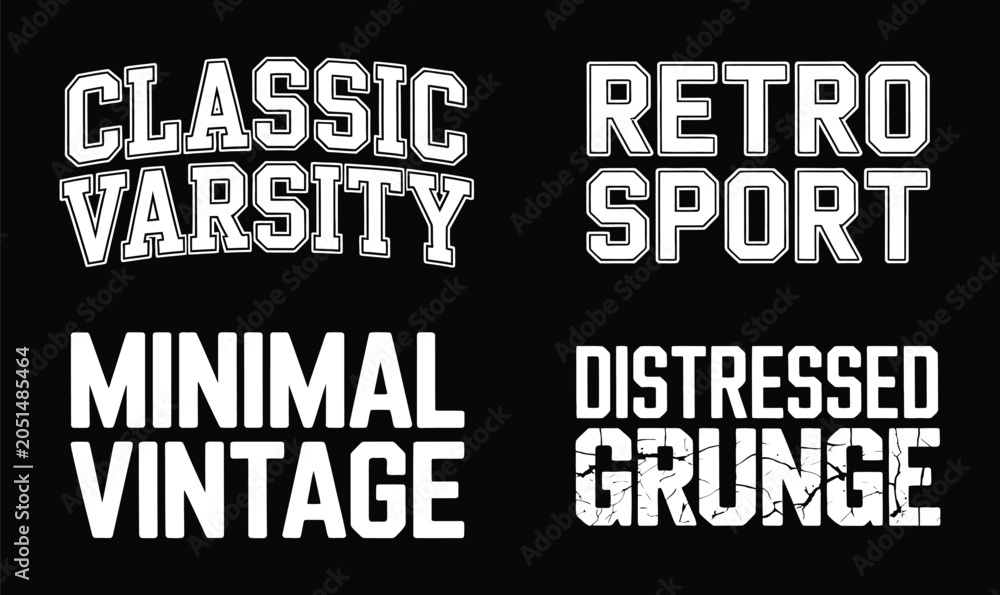 Obraz premium Classic Varsity Vector Typography Badges Set for Retro Sport Apparel and T-shirt Logo Designs
