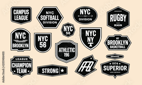 NYC varsity typography vector patch bundle for athletic collegiate t-shirt apparel print design