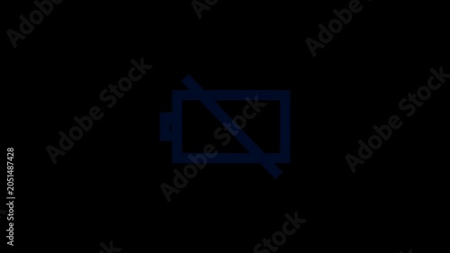 Simple Low Battery Indicator Animation in Flat Design on Black Background