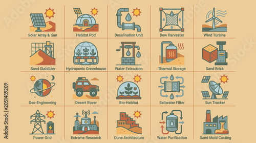 Industrial icons and symbols set.