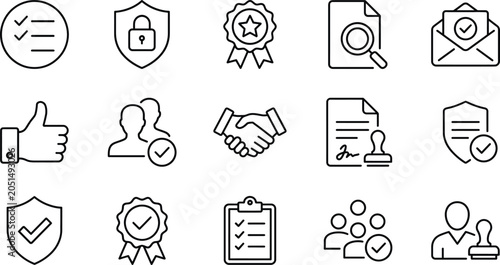Bild auf Leinwand Set of business and quality control line icons vector collection of symbols like