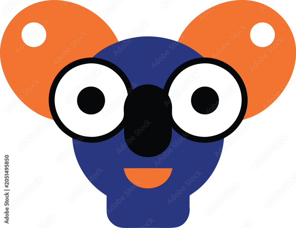 Fototapeta premium Cute cartoon koala animal face icon isolated on transparent background, Vector