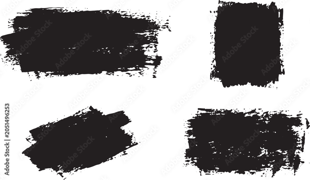 Fototapeta premium Set of black brush strokes on white background