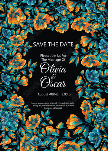 Elegant and romantic floral wedding invitation