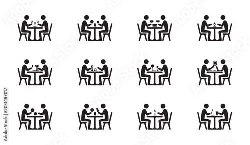 People dining icons representing restaurant, cafe, and social gatherings.