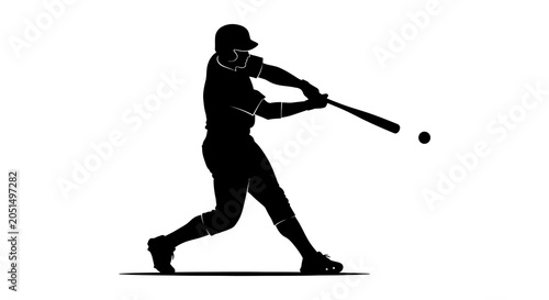 Принти на полотні Baseball player silhouette against a white background dynamic sports illustratio