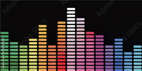 Abstract Rainbow Color Audio Equalizer Wave Background Illustration