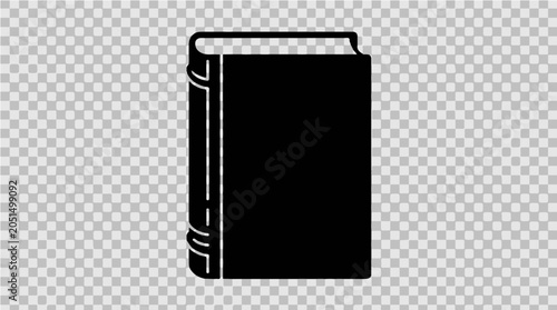 Cuadro en lienzo Closed Black Hardcover Book Silhouette with Spine Ridges and Visible Pages on Wh