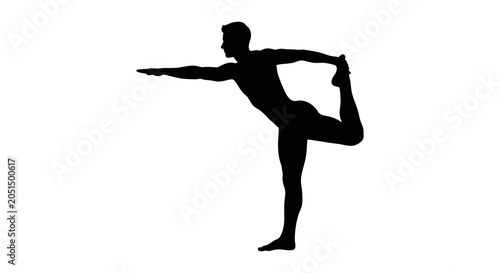 Schilderij op canvas Human figure silhouette in a yoga pose against a white background
