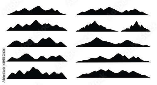 Mountain Horizon Silhouette Set for Landscape Backgrounds