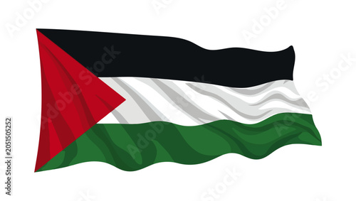 Photos Waving Palestine Flag Vector Illustration with Realistic Fabric Folds, Palestine