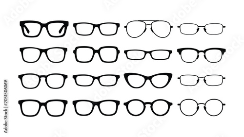 Obraz na plátně Collection of various eyeglasses and sunglasses in different shapes and styles f