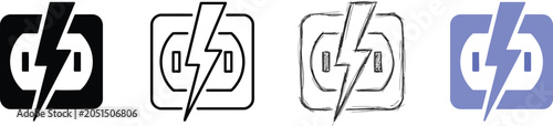 Electric outlet with lightning bolt symbol indicating power and energy.