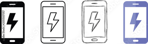 Smartphone displaying lightning bolt symbol for charging or power.