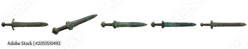 Canvastavla Ancient Bronze Age Sword Set: Collection of Vintage Metallic Daggers and Short S