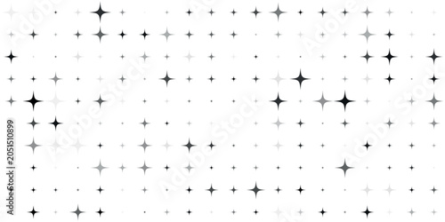 Abstract black and white halftone cross star pattern seamless background texture vector design template
