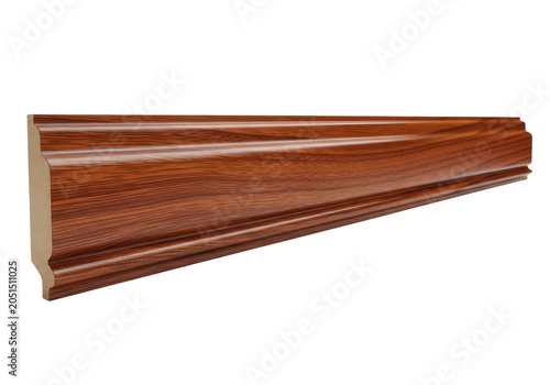 Wooden baseboard molding profile isolated on transparent background