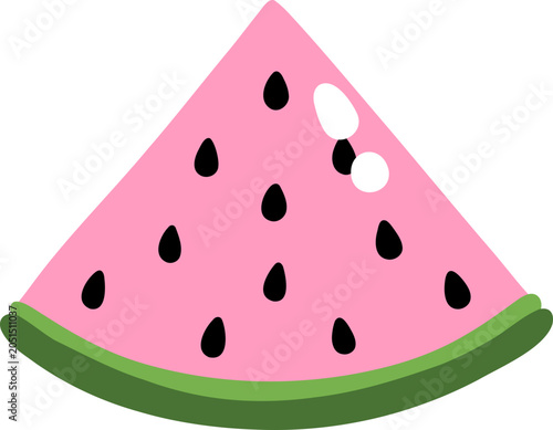 cute slice of watermelon fruit vector cartoon illustration