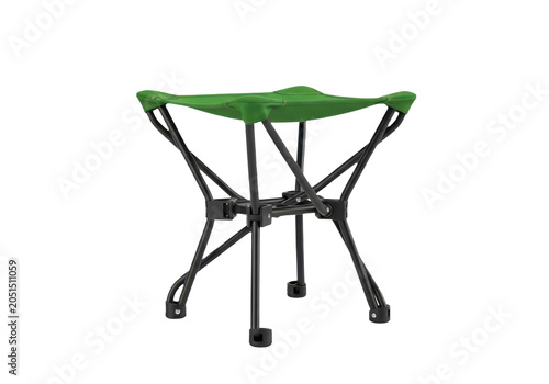 A portable green folding stool isolated on transparent background