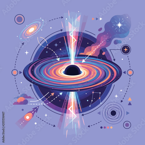 Tableau sur toile A vibrant illustration of a swirling cosmic black hole in space