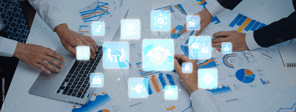 Φωτογραφία Business concept icons showing mergers and acquisitions, partnership, investment, and growth