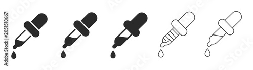 Tableau sur toile Dropper icon set, chemical laboratory pipette symbols, medical liquid applicatio
