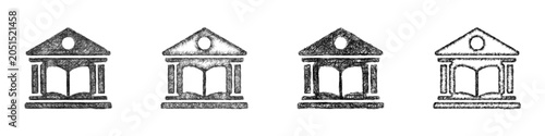 Fényképezés Sketch black and white librarian logo design set