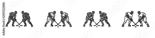 Photography Sketch ice hockey logo design set