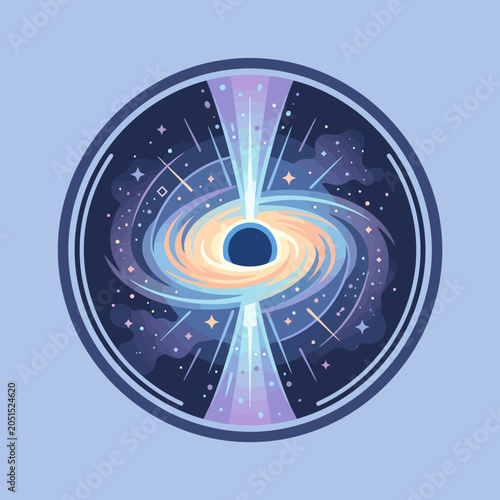 Tableau sur toile A vibrant pixel art illustration of a glowing cosmic black hole