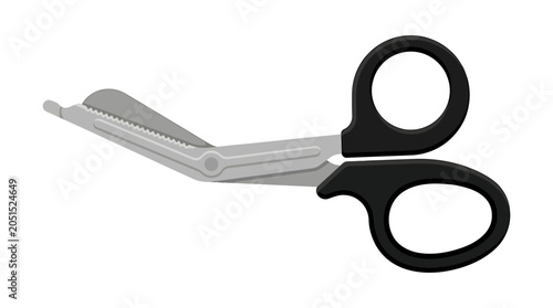 Black Paramedic Trauma Shears With Serrated Silver Blade