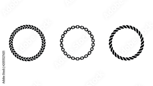 Foto Rope chain circle designs, decorative circular rope frames