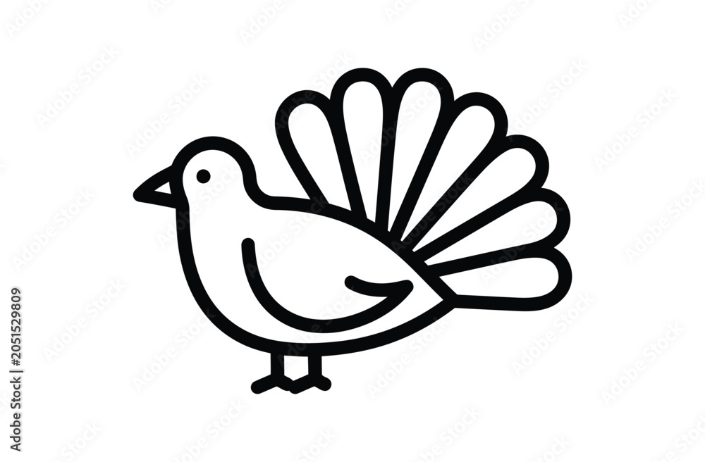 Fototapeta premium Turkey vector icon minimalist bird silhouette design