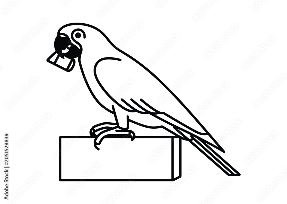 Fototapeta premium Parrot vector icon perched bird simple black line design