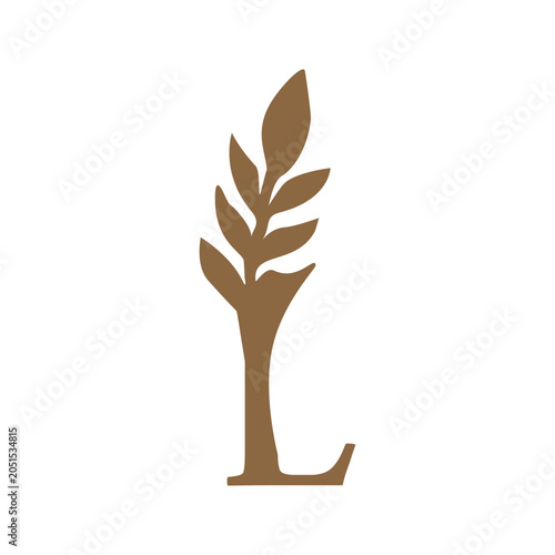 Letter L Wheat Plant Icon