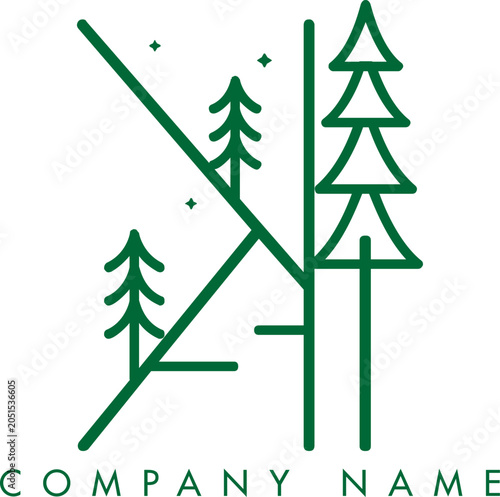 Minimalistic Abstract Initial Letter KI Nature Outdoor Line Art Logo Design