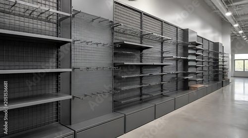 Empty Retail Store Interior with Shelves and Modern Design.
