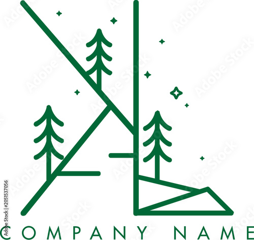 Minimalistic Abstract Initial Letter KL Nature Outdoor Line Art Logo Design
