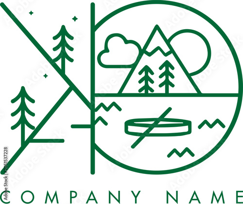 Minimalistic Abstract Initial Letter KO Nature Outdoor Line Art Logo Design
