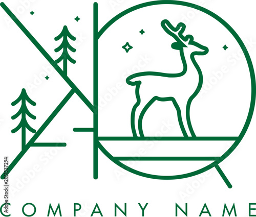 Minimalistic Abstract Initial Letter KQ Nature Outdoor Line Art Logo Design