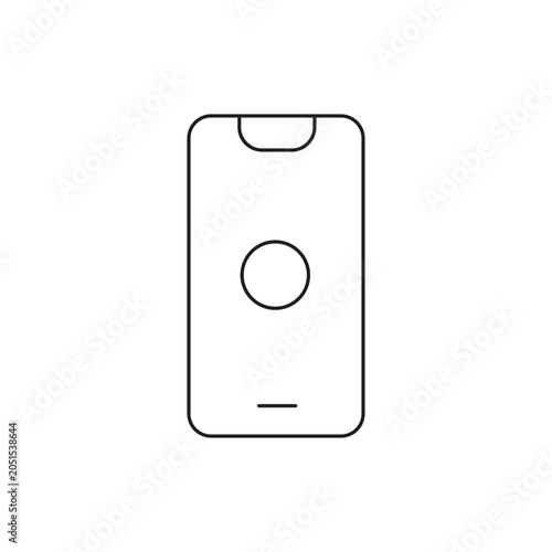 Mobile smartphone single icon with editable stroke, perfect for responsive web design, mobile application interfaces, and telecommunication services.