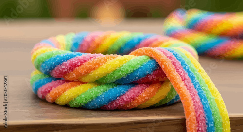 Schilderij op canvas Colorful sugary twisted rope candy.