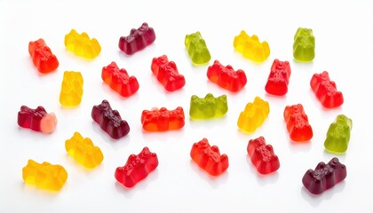 Assorted Mixed Berry Gummy Bears Candies Scattered Playfully