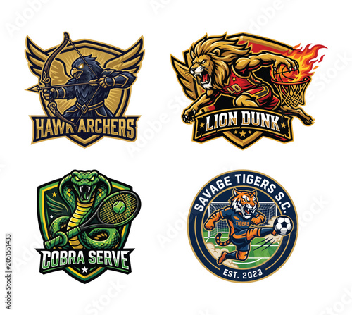 Sports team logos with animal mascots