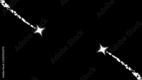 Abstract cross shooting star particles trail animation with transparent alpha channel background for luxury wedding background overlay 4k vfx