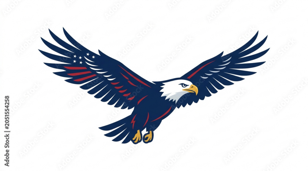 Fototapeta premium American bald eagle flying with spread wings
