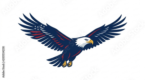 American bald eagle flying with spread wings
