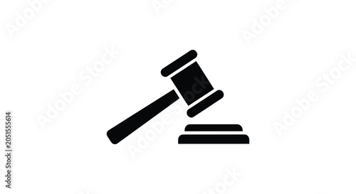 Bild auf Leinwand Gavel And Sound Block Silhouette On White Background auction authority black and