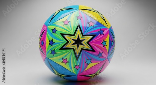 Colorful soccer ball with star design