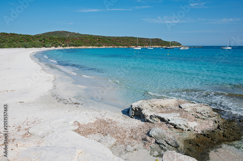 Aerial view of Lotus Beach, Corsica, France.