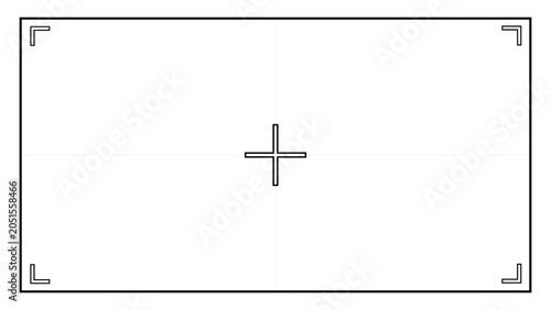 Camera viewfinder overlay template with focus crosshair graphic element